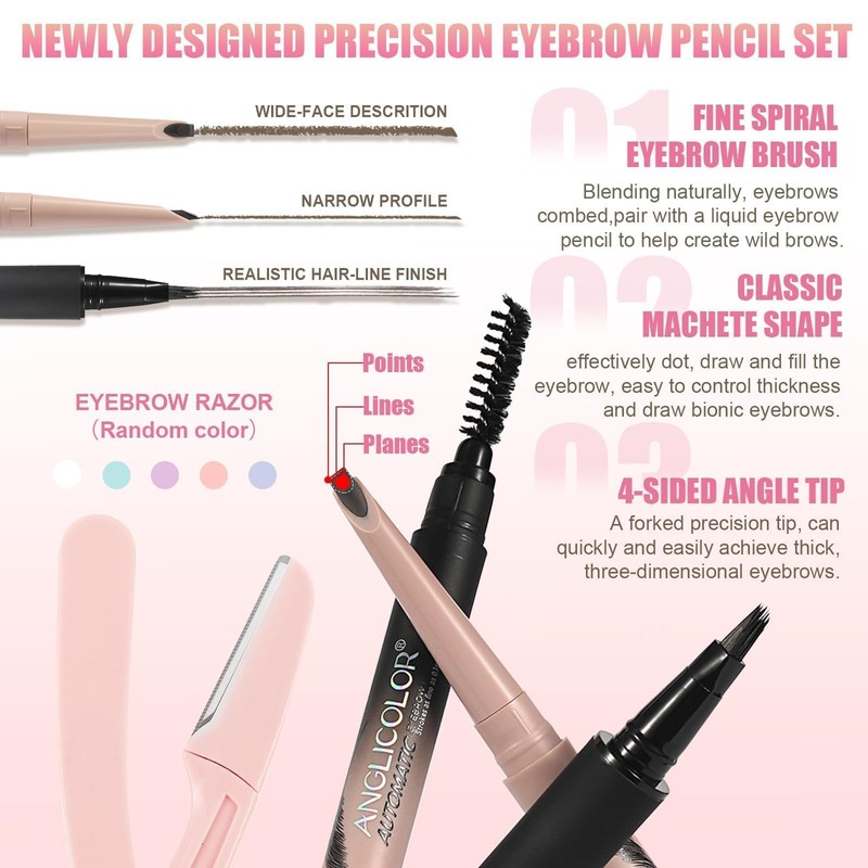 Prreal Microblading Eyebrow Pen Set,2 in 1 Dual Ended Eyebrow