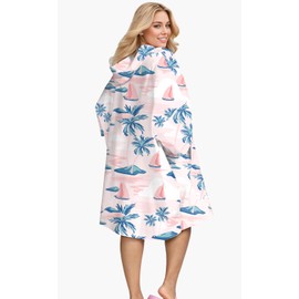 KFUBUO Surf Poncho Changing Towel Swim Robe with Pocket Plus Size Terry Cloth Swim Cover Up for Women Towel Poncho Hoodie