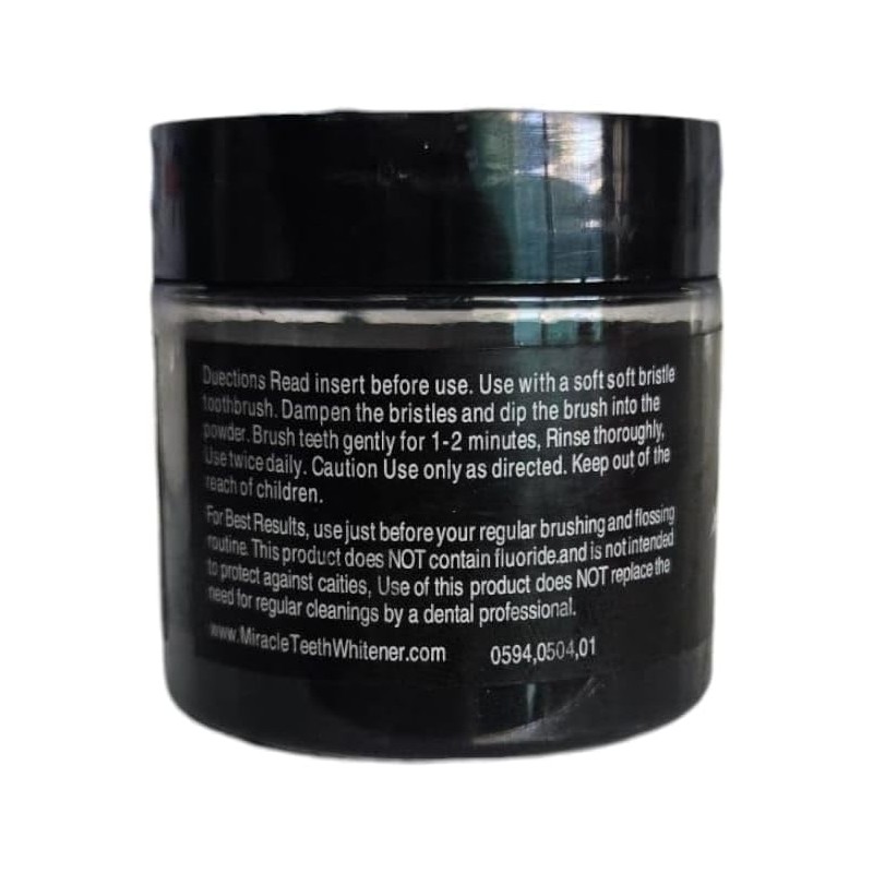 Miracle Teeth Whitener, Polvo Blanqueador Natural con Carbón Activado de