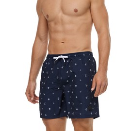 Indicode Men's Maya Swimming Trunks with 3 Pockets and Drawstring, Swimming Shorts for Men, navy