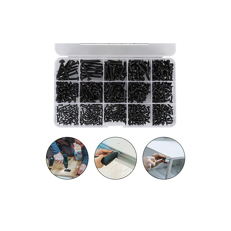 625pcs M2 M3 M4 Phillips Pan Head Self-Tapping Wood Screws,14