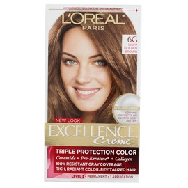 L'Oreal Paris Excellence Creme Triple Protection Hair Color, [6G] Light Golden Brown 1 ea
