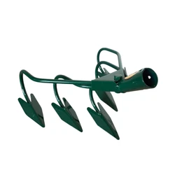 AGROHIT Garden Hoe with 5 Prongs, Steel Planter, Flower Rake with Diameter 2.8 cm Handle Spout, Cultivator for Soil Loosening & Weed Removal, Handy Cultivator for Garden, 29 x 23 cm, Green