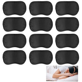 12Pcs Blindfolds for Party Games, Silk Eye Mask with Adjustable Straps, Soft Breathable Eye Covers for Sleeping Side Sleeper, Blackout Sleep Mask for Travel(Black)
