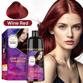 3-in-1 Plant Extract Hair dye Shampoo, Multi-Color Development, Mild Formula for Easy Coloring, Normal Hair Type, Deep Clean Effect, Trendy Hairdressing Maintenance - Color: Red Wine