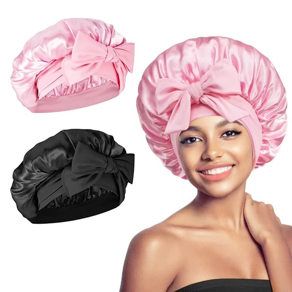 Satin Sleep Cap, 2PCS Satin Head Cover, Sleep Cap Satin