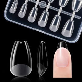 Gelike ec Short Coffin Soft Gel Nail Tip, Gel Full Cover Nail Tips, Soak Off Clear Gelly Tips Pre-Buff PMMA False Press on Nail Tips,12 Sizes-SHORT COFFIN 120PCS