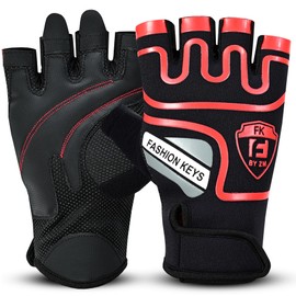 FK by ZM Workout gloves GYM Weight Lifting Gloves for Men & Women, Anti-Slip Palm Protection for Rowing, Exercise, Bodybuilding, Powerlifting and Training Gloves (Red, XL)