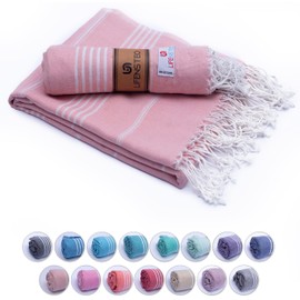 LIFENSTEO Turkish Beach Towel - 40x71 inch Oversized Sand Resistant Prewashed Turkish Towel - 100% Turkish Cotton Quick Drying, Compact, Lightweight Turkish Towel for Beach, Bath, Pool, Gym, Yoga.