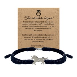 HARACRAFT Unicorn Graduation Bracelet, Lucky and Protection String, Inspirational Gift for High School College, Surfer Adjustable for Him, Her, Daughter (Black Unicorn)