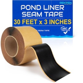 REKVEN Pond Liner Seam Tape - 30 Feet x 3 Inch - Double Sided Butyl Tape - Bond Seal or Repair EPDM PVC HDPE LDPE RPE LLDPE - Perfect for Small or Large Fish and Koi Ponds (Tape Only)