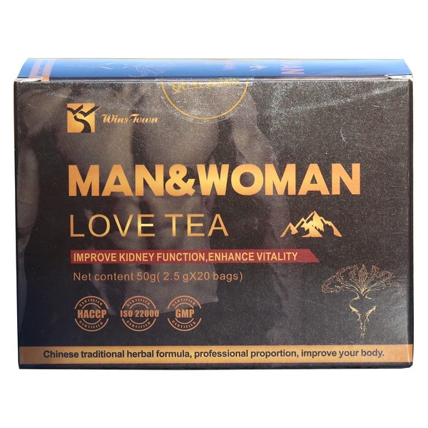 Wins Town Man and Woman Love Tea, Maca Cordyceps Tea, Improve Kidney Function, Enhance Vitality, 20 Tea bags