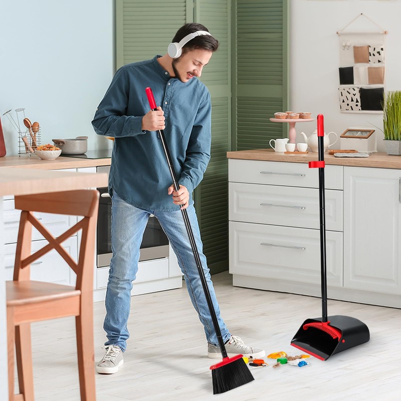 TreeLen Dust Pan and Broom/Dustpan Cleans Broom Combo with 52"