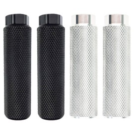 Zelerdo 2 Pairs Aluminum Alloy Bike Pegs for Mountain Bike Cycling Rear Stunt Pegs Fit 3/8 inch Axles (Pure Black and Silver, 100x28 mm)