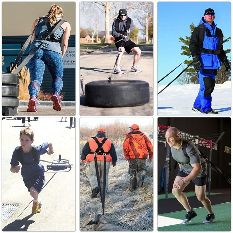 BESPORTBLE Adjustable Sled Harness - with Resistance Band for Strength