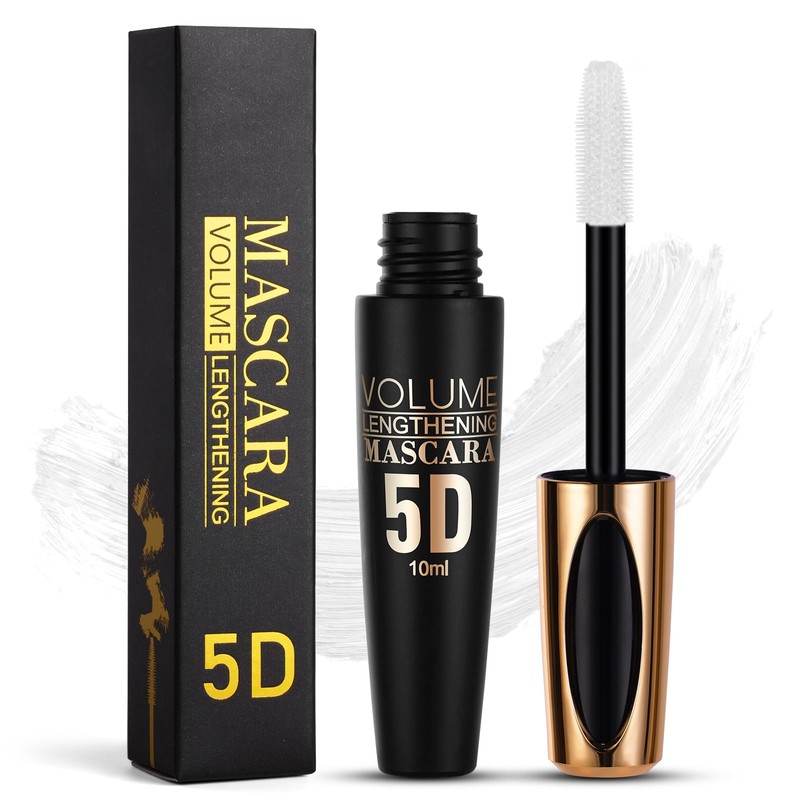5D Silk Fiber Eyelash Mascara, White Volume Mascara with Soft