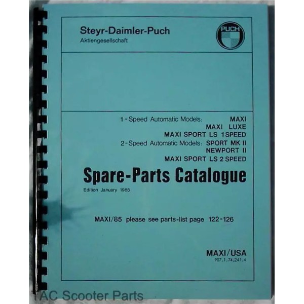 Puch Moped Parts Manual Maxi Luxe Sport Newport 1985