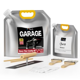 DWIL Garage Floor Epoxy Kit, Epoxy Garage Floor Coating Kit Self-Leveling 100% Solids, Garage Floor Paint Low odor Floor Coating for Garage, workshops, basements,1 Car Kit,High-Gloss,Dark Grey