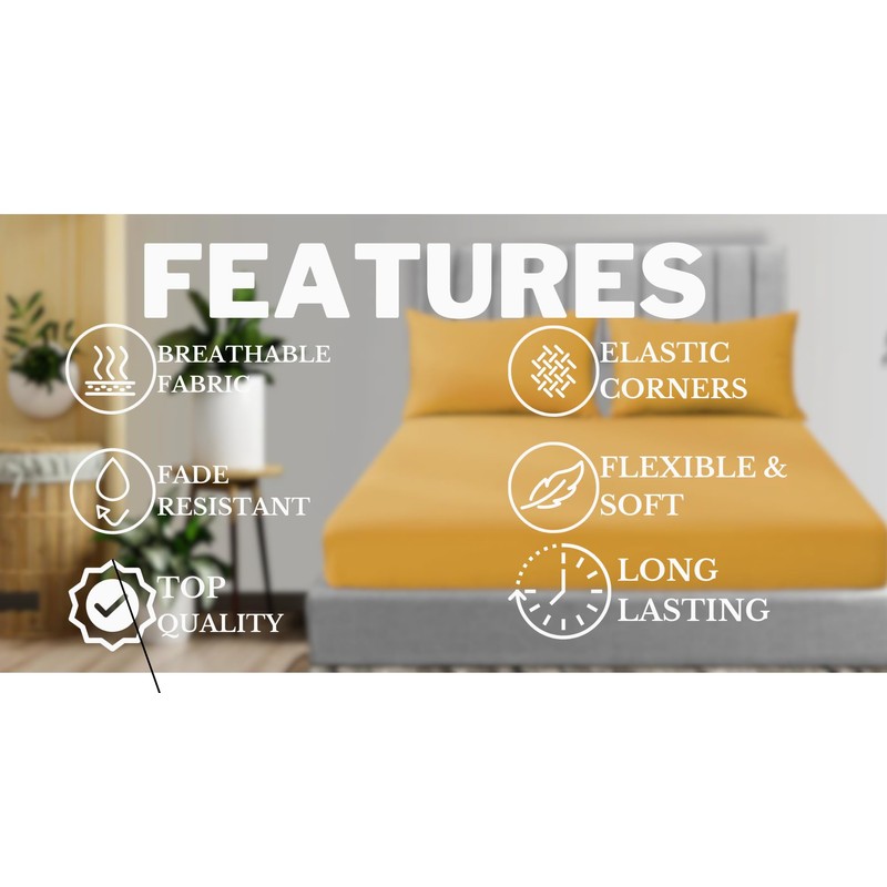 EV Dekor®MF123 Fitted Sheet Single, Ochre Yellow - Deep Pocket