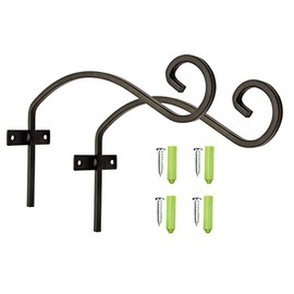 2 x BLACK Hanging Basket Bracket - Fittings Included â Heavy Duty Hanging Basket Brackets Outdoor - Hanging Hooks - Elegant Design to Display your Outdoor Flower Baskets and Bird Feeders