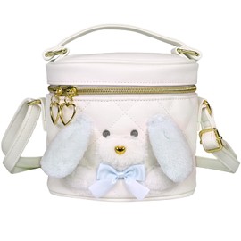 anilet + Animal Cow Vanity Shoulder Bag, Dog, White, Ribbon, Girls, Elementary School Students, blue (light)