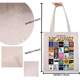 TSOTMO Broadway Theatre Merch Gift ABCs of Broadway Musical Tribute Tote Bag for Musical Lovers Broadway Shows Fans Gift (ABC BROADWAY)