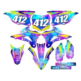 2014-2021 KX 100 Space KADET Galaxy Senge Graphics Complete Kit with Rider I.D. Compatible with Kawasaki