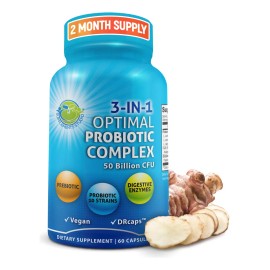 Probióticos Veganos Con Enzimas Y Prebióticos 3 En 1 60 Caps