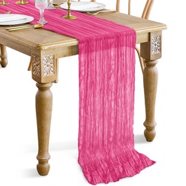FOTSHARER Cheesecloth Fabric Table Runner 13FT Hot Pink Gauze Table Runners Cheese Cloth Table Cover for Wedding Ceremony Cheese Runner for Table Decor Farmhouse Boho Fuchsia Cheesecloth Table Overlay