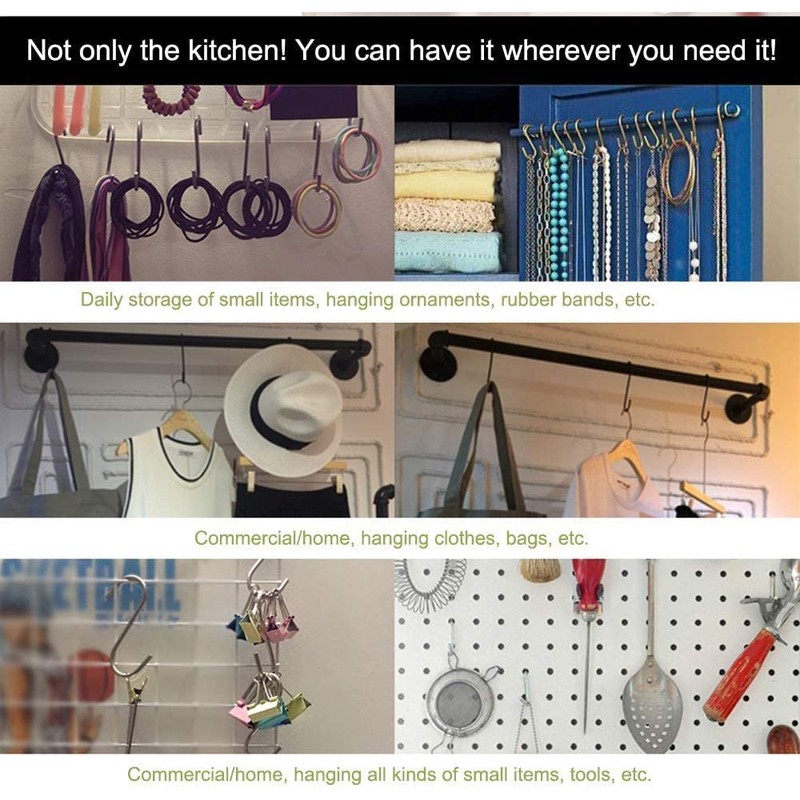 YOUNTHYE 100 Pack 2.8 inch S Hooks for Hanging Stainless