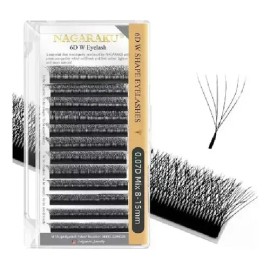 Extensiónes De Pestañas Nagaraku W Shape 6d Mix 8-15mm Color Negro Espesor 0.07 mm Largo 1 mm                                                         
