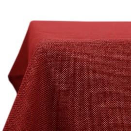 Deconovo Christmas Table Cloth 54x79in(137x200cm) Faux Linen Water Resistant Tablecloth Rectangular Table Cloth for Wedding Red