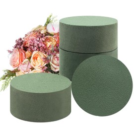 Floral Foam,4 Pcs Green Round Wet & Dry Floral Foam Blocks Florist Plant Foam for Fresh and Artificial Flowers,Garden Decorations and Wedding Home Decor,Each(3.15” L x 3.15” W x1.57 ” H)