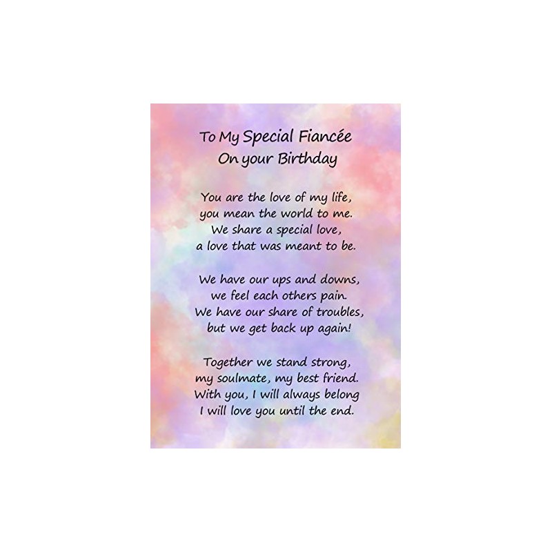 Romantic Birthday Verse Poem Card (Special Fiancee)