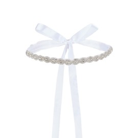 HOBBIESAY 1 Pc Bridal Rhinestone Wedding Belt Handmade Crystal Sash Belt Glitter Beads Waist Belt with Satin Ribbon for Women Wedding Formal Evening Dress Accessories