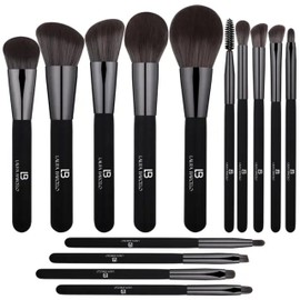 LB Makeup Brush Set – Complete 14-Pcs Eye Shadow Makeup Brush Includes Flat Brushes, Angled Brush, Eyelash Brush – Ultra Soft Synthetic Bristles Make Up Brushes for Professional, Home Use