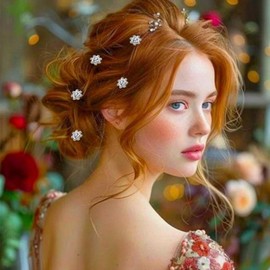 20 Pieces Bride Hair Pins White Crystal Rose Flower Hair Clips U Shaped Wedding Dance Birthday Women Hair Accessories Styling Tools