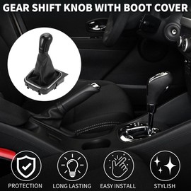 TUCKBOLD 5 Speed Manual Gear Shifter Knob with Cover for VW Eos No.1K0711113CG | Front Gearbox Stick Shifter Lever Knob Black Plastic Faux Leather 1 Pcs