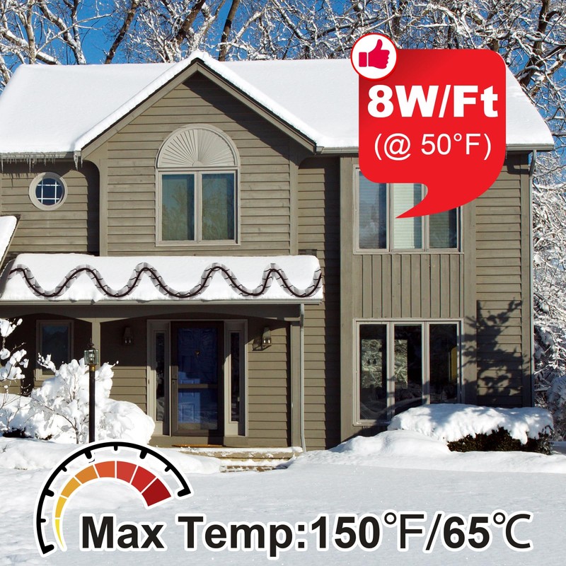 MAXKOSKO Gutter Heater for Roof Snow Melting, Self Regulating Heating