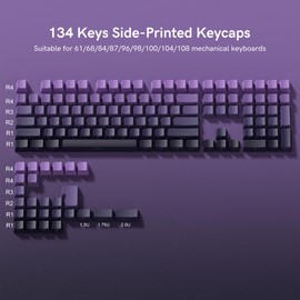 dagaladoo PBT keycap,Side Printed keycaps 75 Percent,Double Shot Key caps,Cherry Profile,Gradient Purple Keyboard keycap,Shine Through keycap for Mechanical Gaming Keyboards(134key,only keycaps)