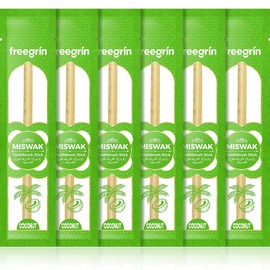 Miswak Sticks para dientes paquete de 6 | Sewak Sticks para dientes | Cepillo de dientes natural Sewak sellado al vacío | para dientes saludables, encías y aliento fresco (Coconut Favor-CS)