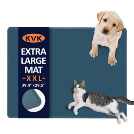 KVK Dog Food Mat, 39.4×29.5in Extra Large Silicone Pet Feeding Mat - Waterproof, Non - Slip, Chew - Resistant for Food & Water, Protect Floors (Royal Blue)