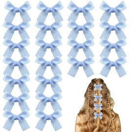 40Pcs Satin Bow Hair Clip,Mini Bow Hair Clips,Small Bowknot Barrettes,Tiny Crafts Bows Decoration for Women Y2k Hair Accessories,Wedding Gift(Sky Blue)