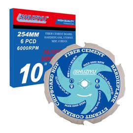 LSHUZIYU 10"(254mm)-6PCD, Arbor 5/8", Polycrystalline Diamond Tipped 6 PCD, Hardie Blade, Fiber Cement Circular Saw Blade