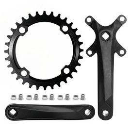 laffoonparts Mountain Bike Single Speed Square Taper Crankset 170mm Cranksets Bicycle Crank Set with 104BCD 32T Round/Oval Chainring, Replacement for Shimano Replacement for SRAM Replacement for FSA