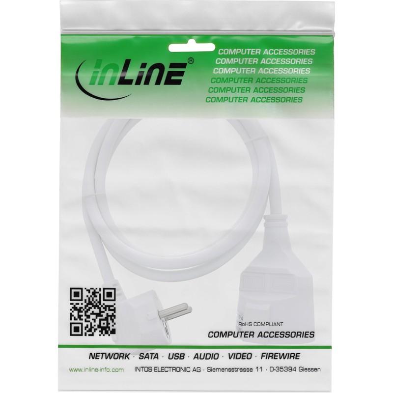 InLine® Power Extension Protective Contact Plug Angled / Female White