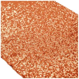 ShinyBeauty 12x72-Inch Rectangle-Orange-Sequin Table Runner- for Wedding/Party/Decor (12x72-Inch) (Orange)