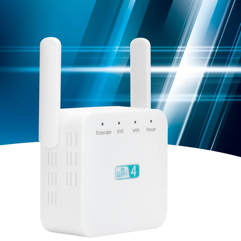 300M Repeater with Double Antenna Signal Amplifier Range Extender White