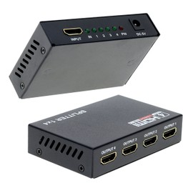 Optimal Shop HDMI Splitter 1 in 4 Out 4 Port 1x4 Full HD 1080P HDMI 1.4 Splitter with Switcher Converter Support 3D 2K 4K Digital Audio Format