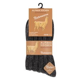 Cotton Prime 2-4 Pairs Alpaca Socks, Wool Socks with Warm Alpaca Wool for Men and Women, 2 pairs of anthracite grey